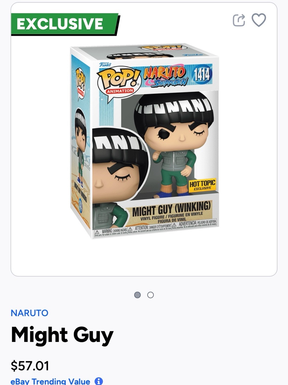 Funko Pop! Naruto Might Guy Winking - 1414
